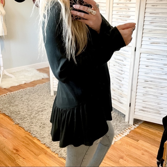 LOVE RICHE | Black Peplum Long Sleeve Top - Picture 1 of 5